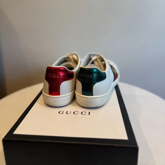 Women's Gucci Ace Embroidered White Leather Sneakers - Picture 6 of 8